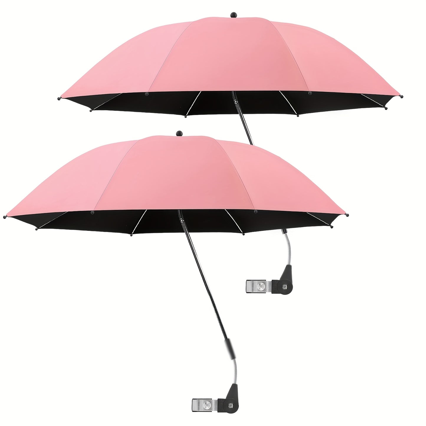 2 Pack Chair Beach Umbrella with 360° Clamp, UPF50+ Sun Protection, Carbon Fiber Pole & Lightweight Polyester Canopy, Mixed Colors for Beach, Camping, Patio, Outdoor Travel, Camping Essentials, Classic Umbrella Design, Durab