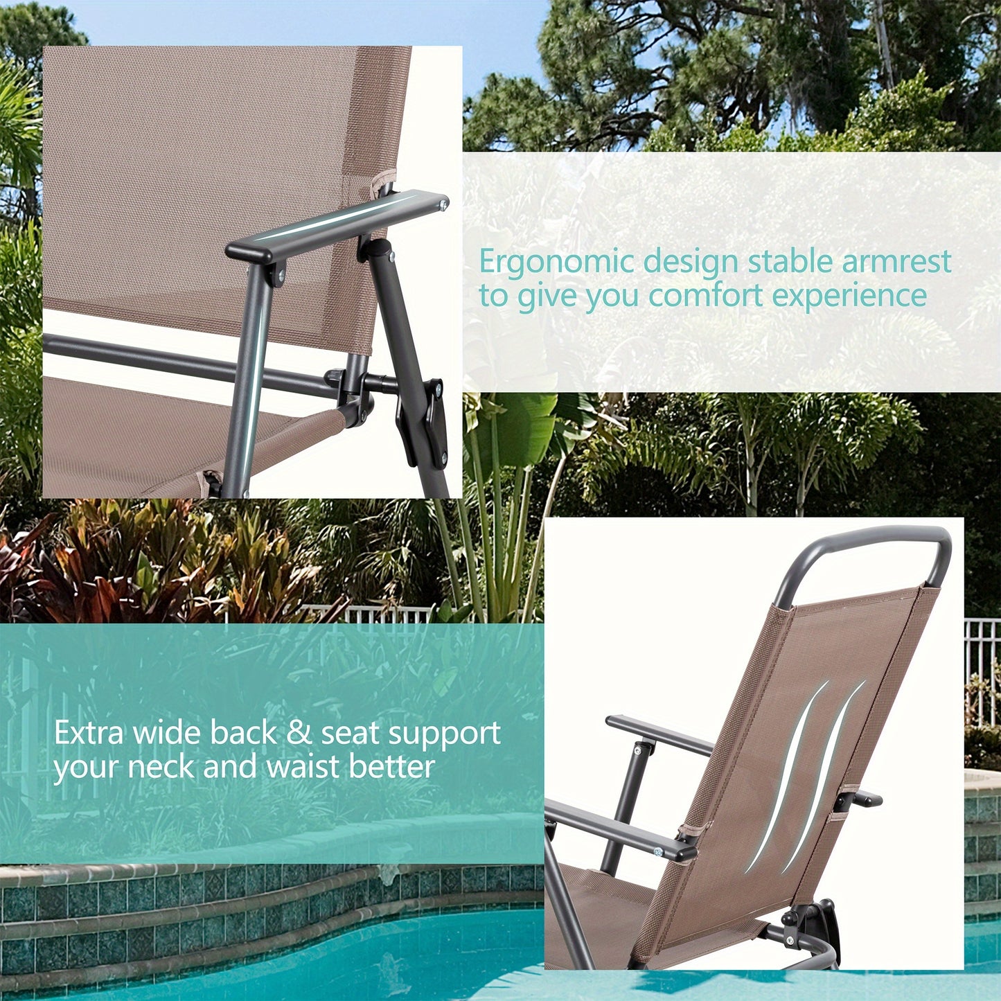 JY QAQA Folding Patio Dining Set 6 Piece All Weather Glass Table And 4 Chairs