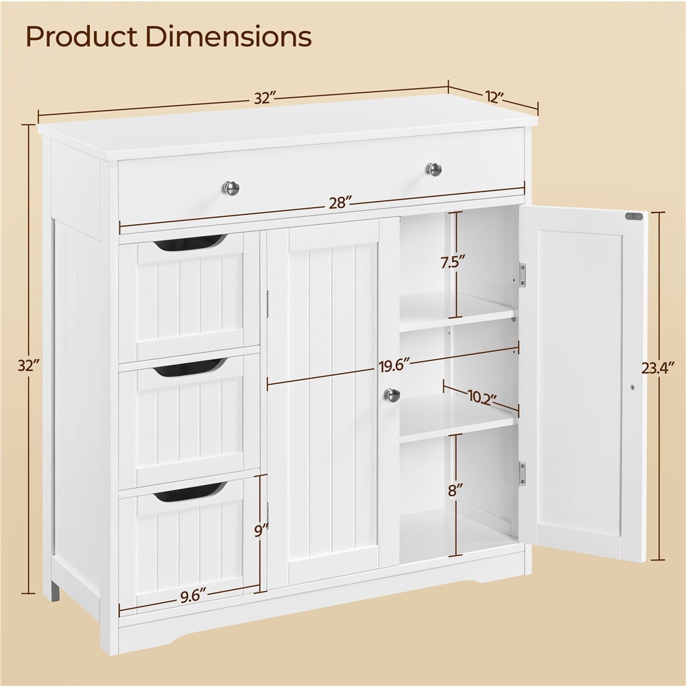 Costoffs Bathroom Storage Cabinet With 4 Drawers And 2 Doors Moisture Resistant