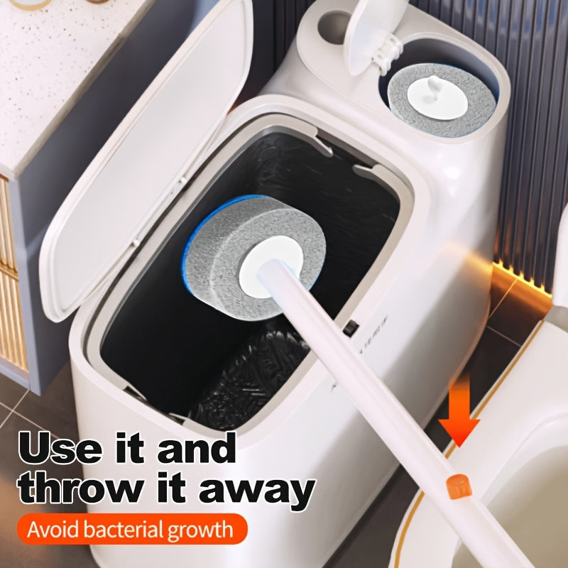 2 In 1 Trash Can With Toilet Brush Holder Bathroom Plastic Floor Mount JOYBOS