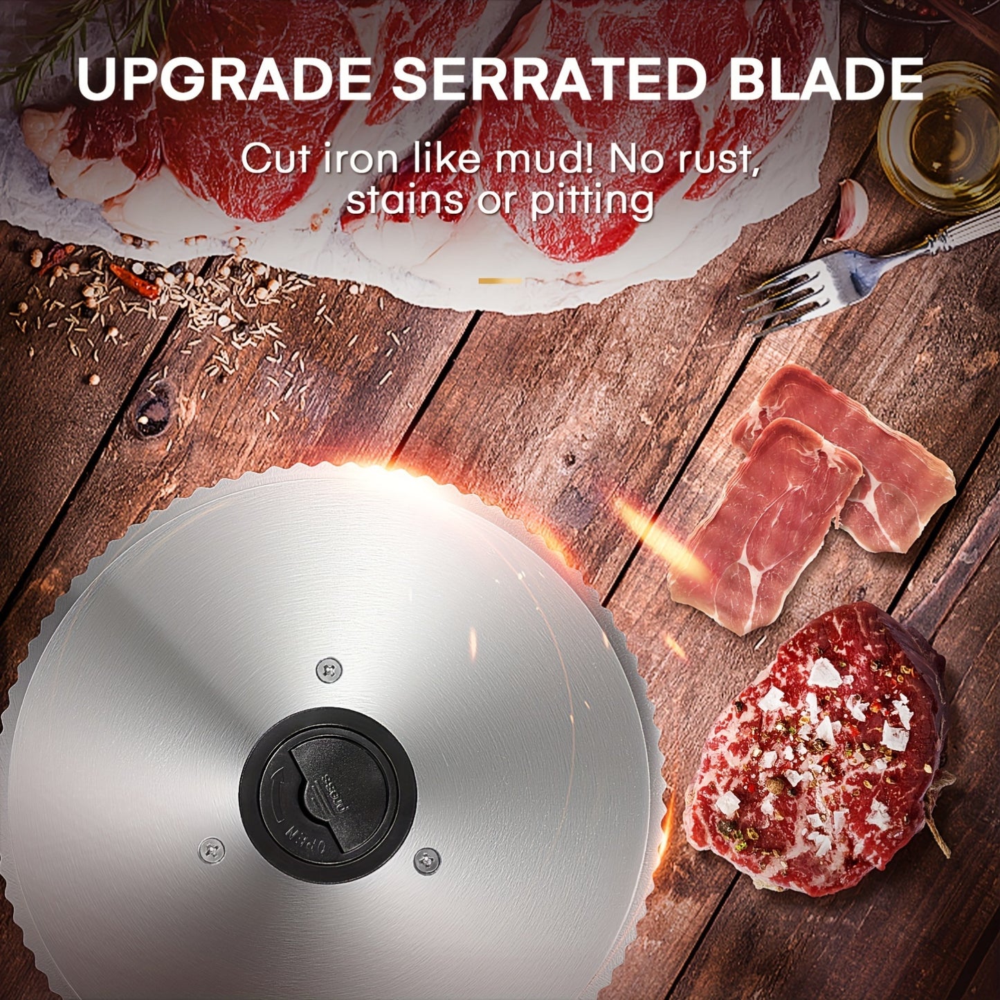 200W Electric Meat Slicer Stainless Steel 7.5 Inch Removable Blade Black