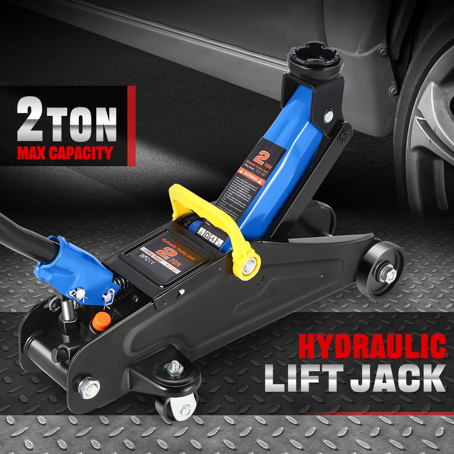 2 Ton And 3 Ton Heavy Duty Steel Low Profile Hydraulic Floor Jack Blue
