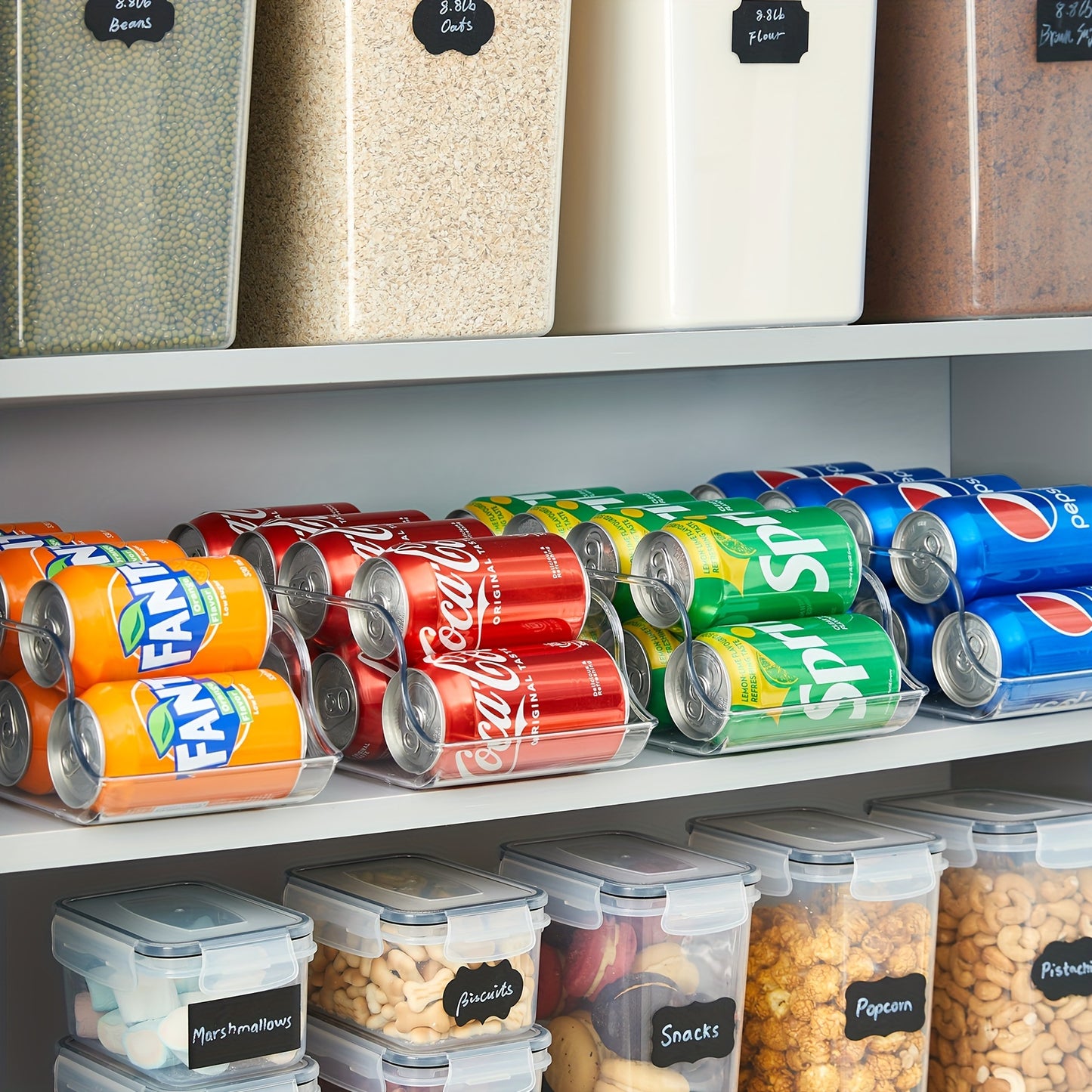 4pcs Clear PET Soda Can Organizer for Fridge & Pantry - BPA-Free, Shatterproof Beverage Holder, Fits 9 Cans Each - Space-Saving Refrigerator Storage Solution for Soda, Beer & More, Easy-Access Design with Anti-Skid Base, Frid