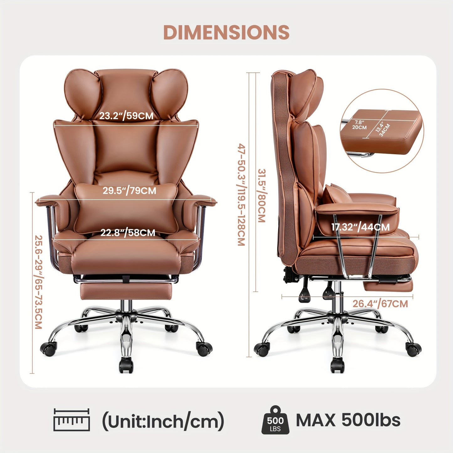 Premium Plus-Size Ergonomic Video Game Chair - Executive High-Back Leather Seat with Enhanced Lumbar Support, Integrated Footrest, and Adjustable Armrests for Ultimate Comfort in Spacious Homes and Offices
