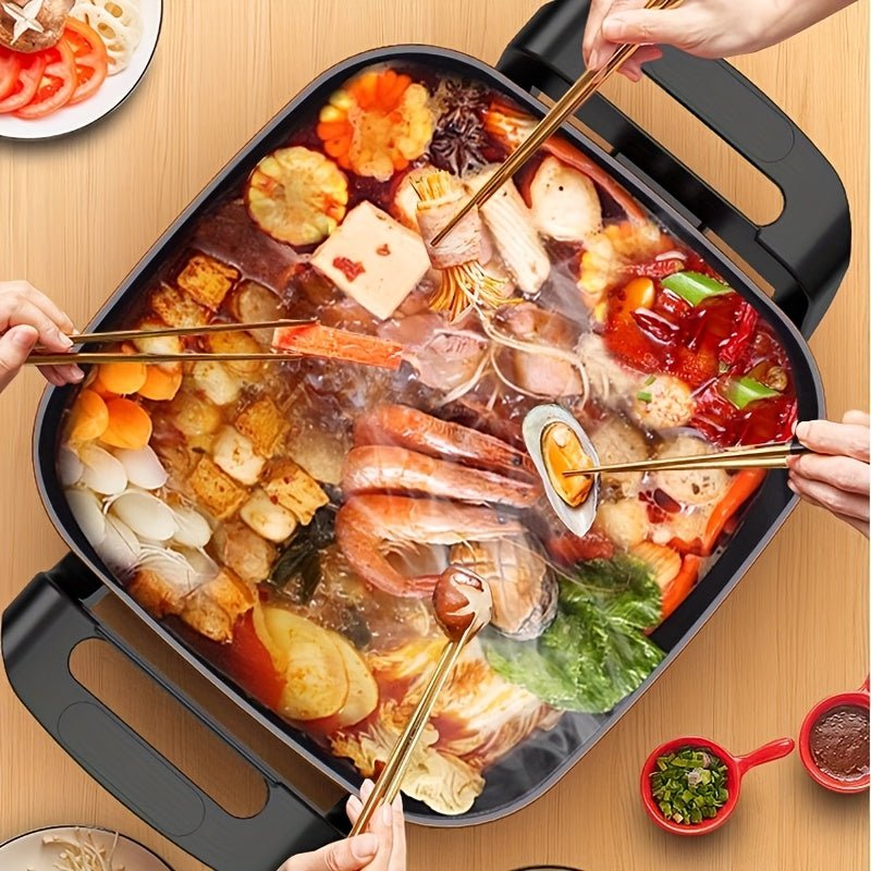 Nonstick Ceramic Electric Pot Aluminum Body With Glass Lid 1500W 110V Plug