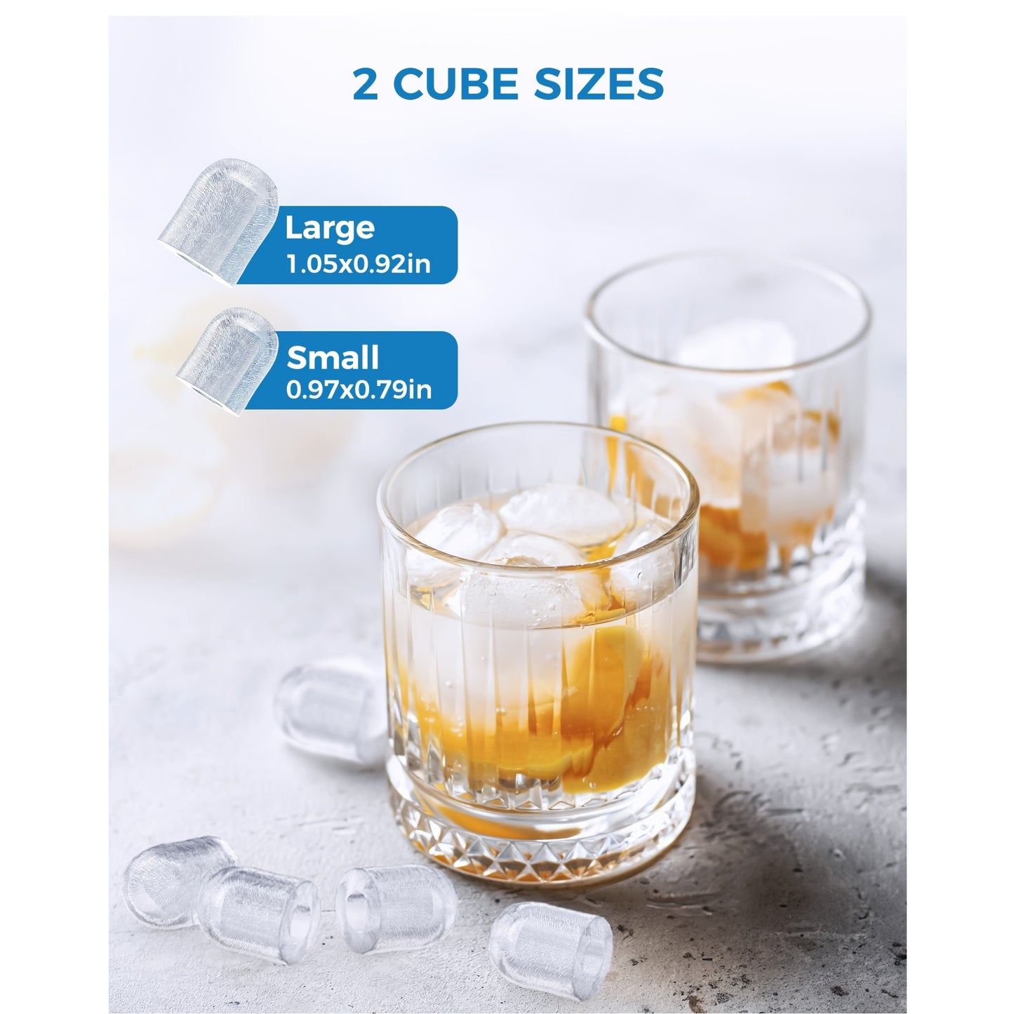 Portable Ice Maker 8 Cubes in 6 Minutes Two Sizes Black