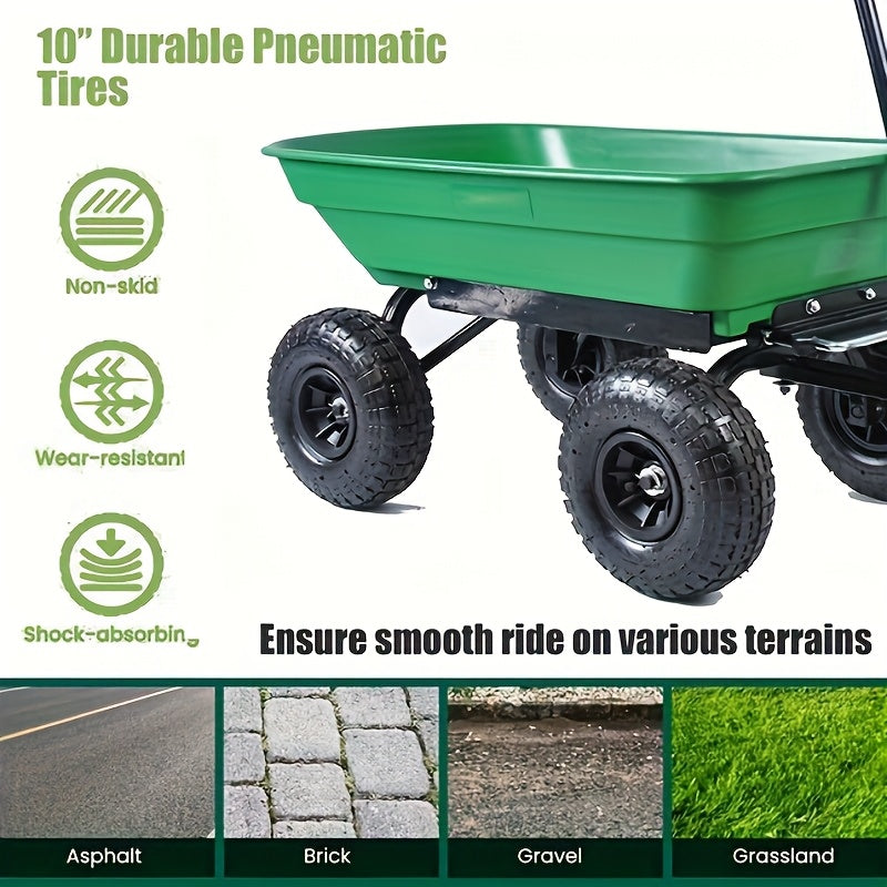 Heavy Duty Garden Cart Steel Frame 220 Lb Quick Release Dump All Terrain Tires