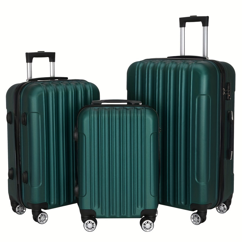 ABS Luggage 3 Hardshell Set With 20 24 28 Inch Aluminum Handle Spinner TSA Lock