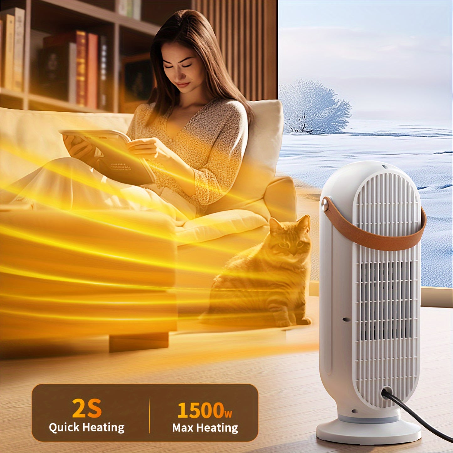 1500W Portable Space Heater with Remote Control Digital Display and Touch Button