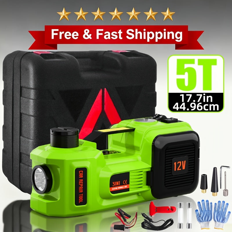 12V 5 Ton Electric Car Jack Set Off Road Kit With Air Compressor And Wrench