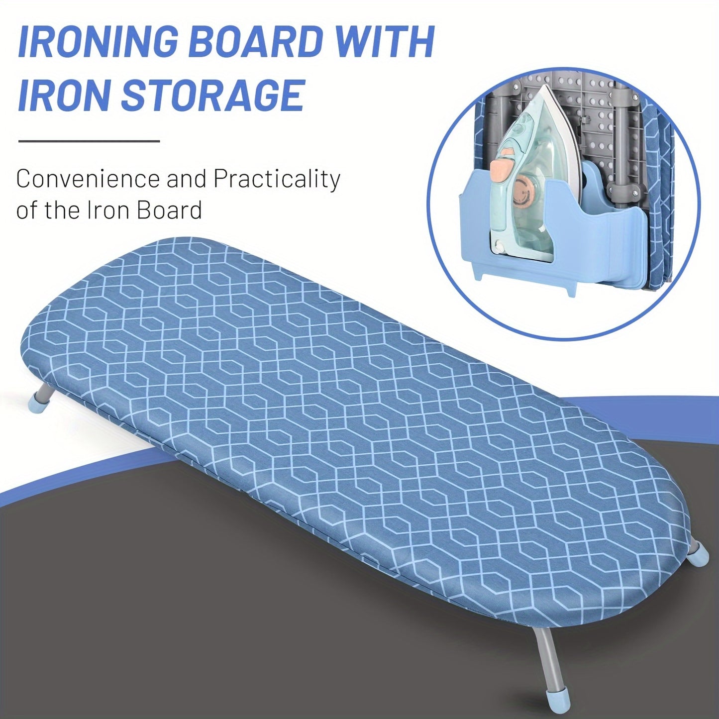 Portable Tabletop Ironing Board with Iron Holder & 2 Heat-Resistant Covers - Compact Metal Ironing Board with Non-Slip Feet, Striped Design for Home, Travel, Camping - Perfect Gift for Thanksgiving, Christmas