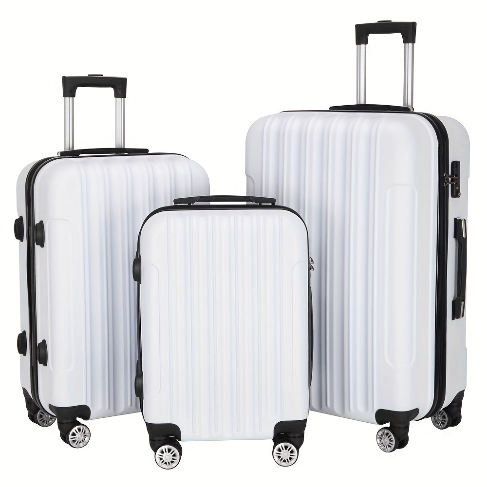 ABS Luggage 3 Hardshell Set With 20 24 28 Inch Aluminum Handle Spinner TSA Lock