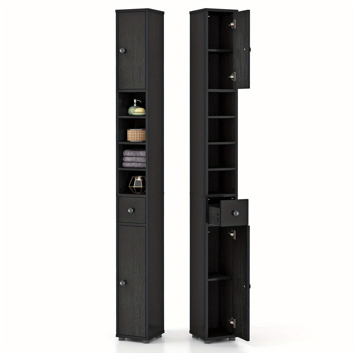 Costway Slim Bathroom Tall Cabinet Storage Organizer 2 Doors 1 Drawer 71 Inches