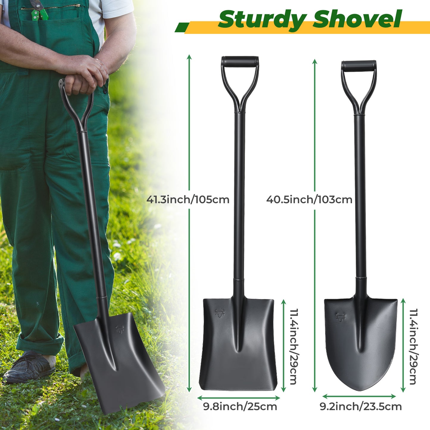 Extra Long 41 Inch Manganese Steel Gardening Shovel Large D Handle Heavy Duty