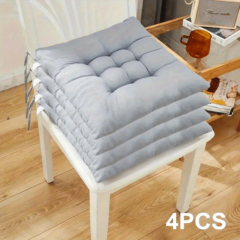 4-Pack Solid Color Polyester Chair Cushions - No Electricity Required, Durable Fabric, Plush Design, Suitable for Garden Chairs, Restaurant Chairs, Car Seats and Office Chairs