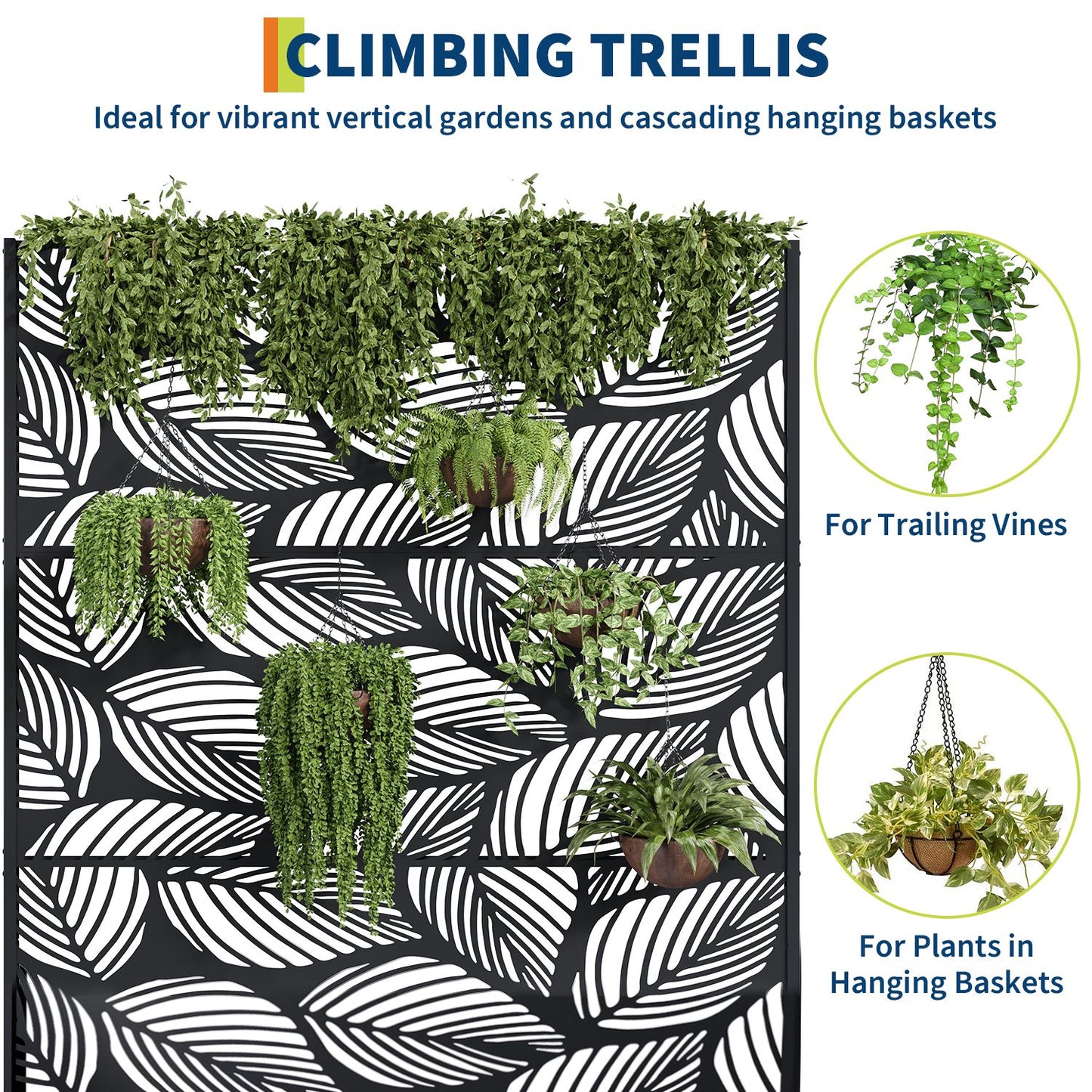 GAOMON Outdoor Metal Raised Garden Bed With Trellis And Wheels Drainage Holes