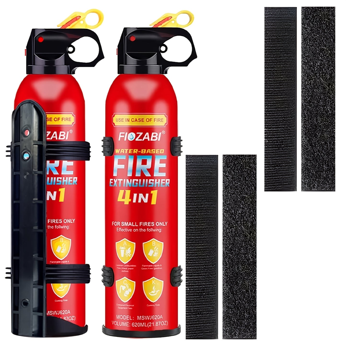 Portable Fire Extinguisher | 4-in-1 Small Fire Extinguisher For Home, Garage, Kitchen, Car | For Electric, Textile And Grease Fires | Non-Toxic, Easy Clean | Wall Mount Include