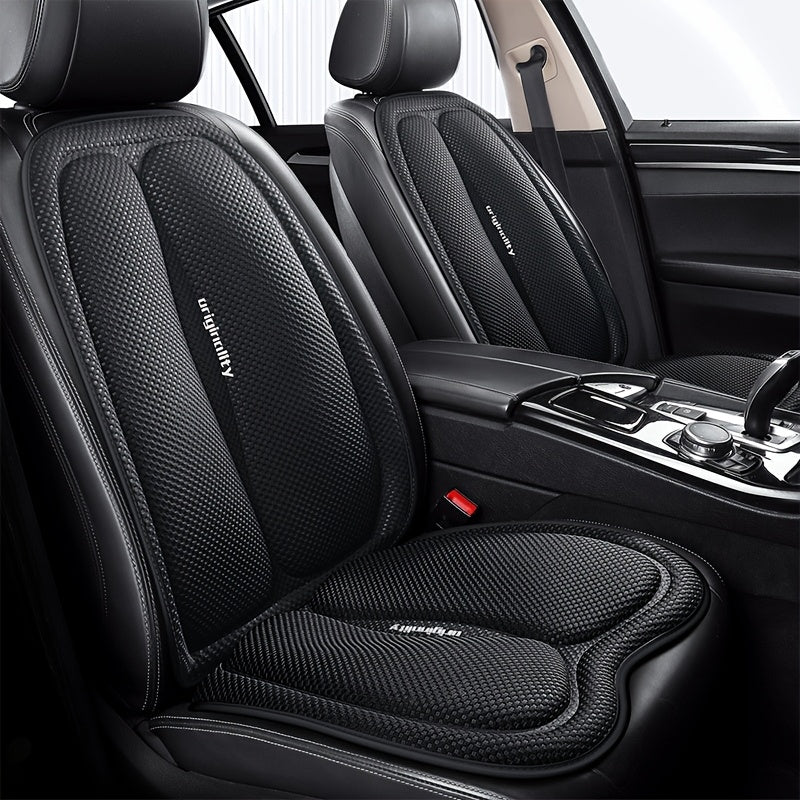 Car Accessories 2-Piece Set, Universal Square Car Seat Cushion + Backrest Pad for All-Season Use – Breathable & Cool in Autumn/Warming Winter Comfort Design. Easy to Install Multi-Layered Space Patterns, Perfect