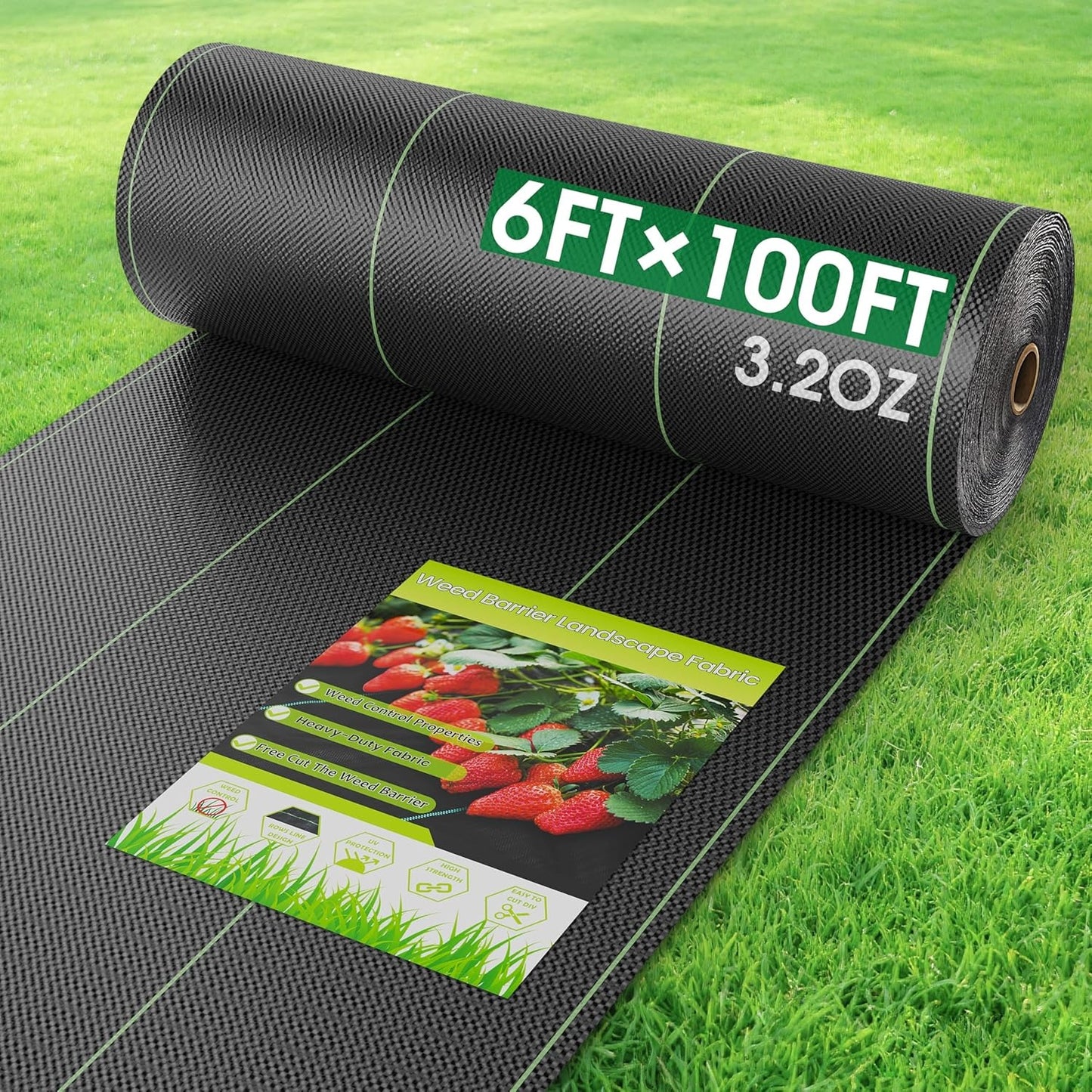 Amagenix 6ft X 100ft Weed Barrier Fabric Heavy Duty Garden Ground Cover PP