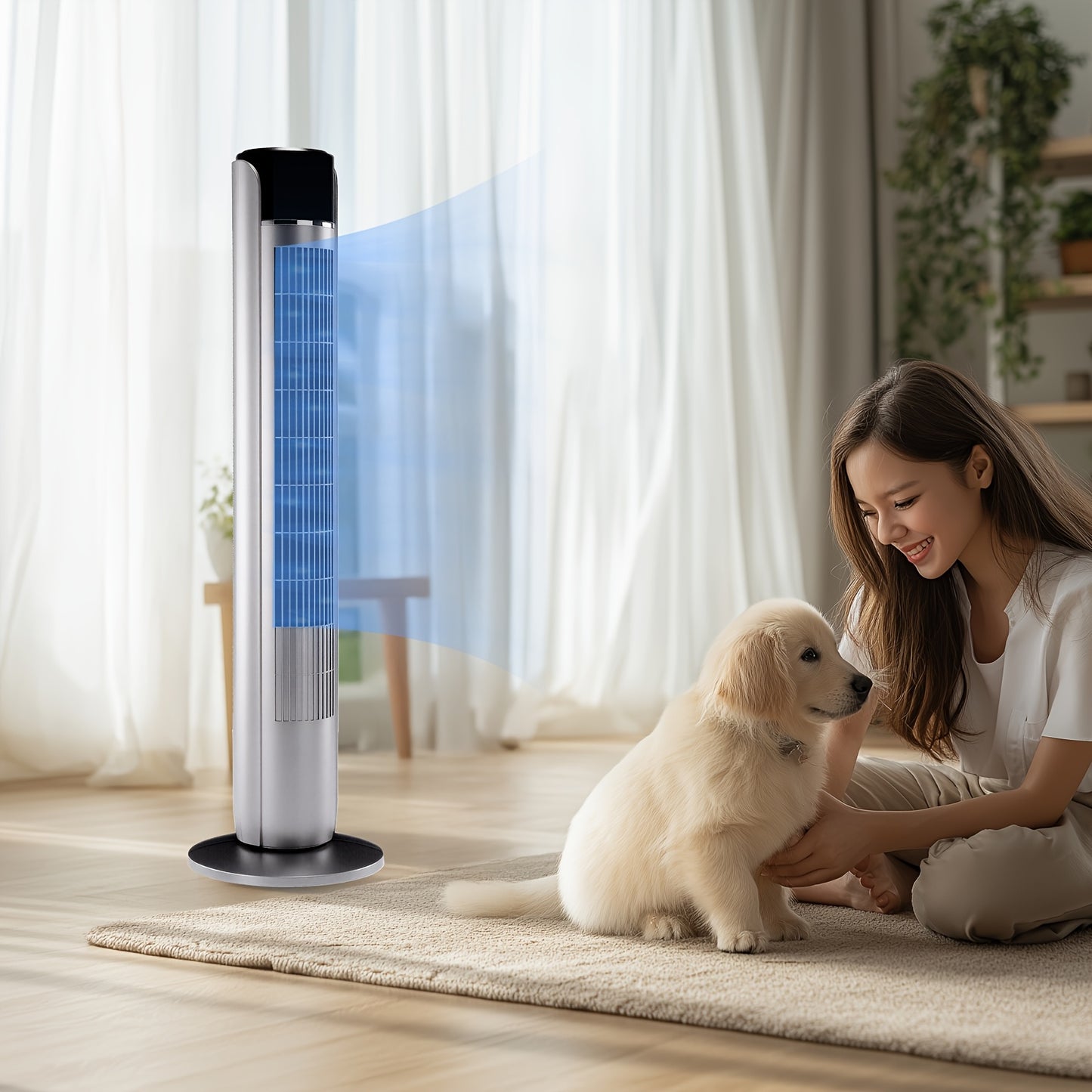 36 Inch Bladeless Oscillating Tower Fan with Remote Control, 5 Speeds 4 Modes, Ultra Quiet 28dB, 12H Timer, Portable Floor Fan for Home Bedroom Office