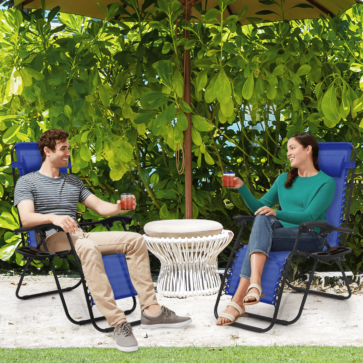 MoNiBloom Zero Gravity Chairs Set of 2 Outdoor Folding Patio Lounge Chairs