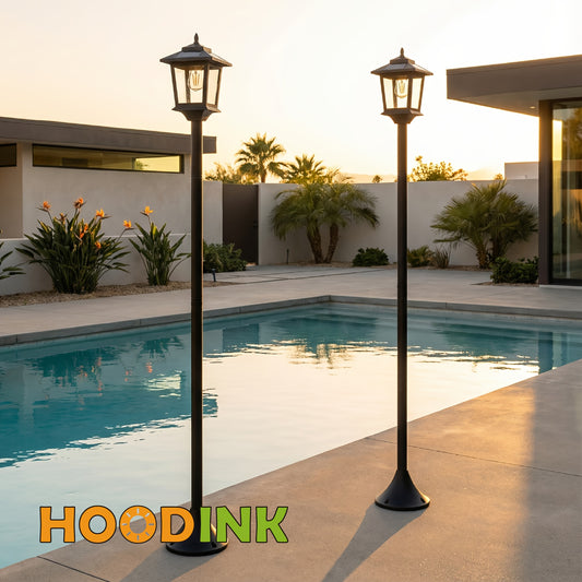 2 Pack Solar Powered Outdoor Lamp Posts Black With Built In Battery For Pathway