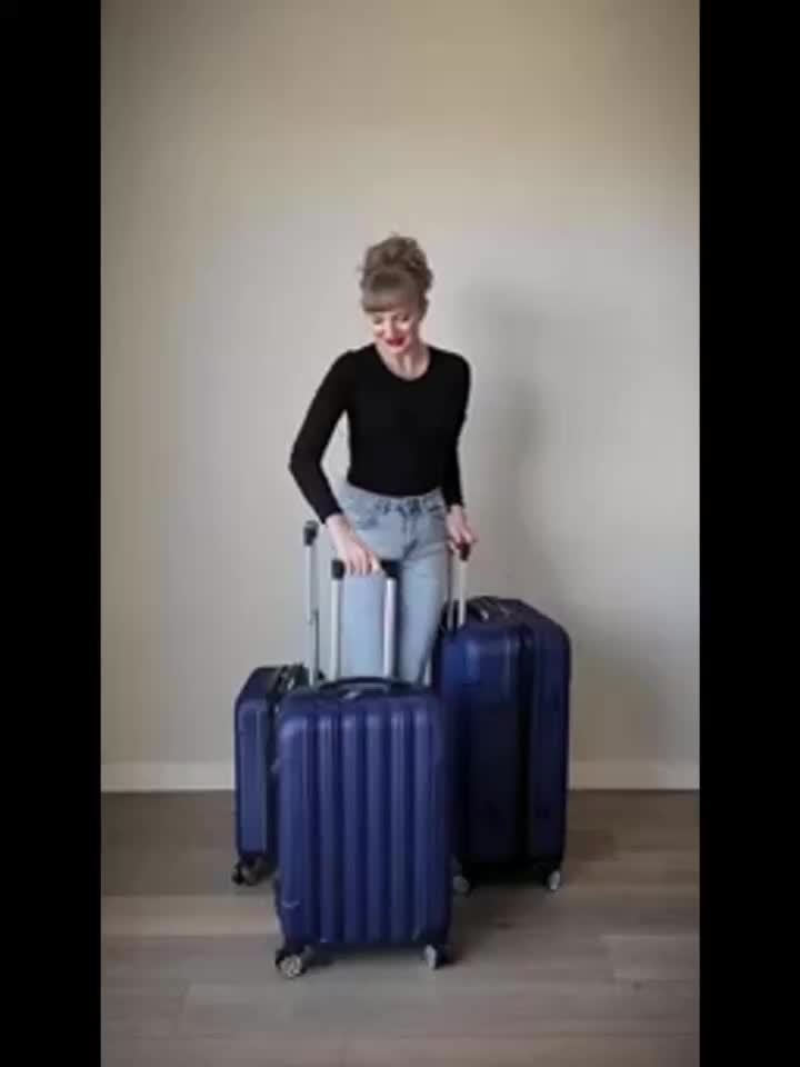 ABS Luggage 3 Hardshell Set With 20 24 28 Inch Aluminum Handle Spinner TSA Lock