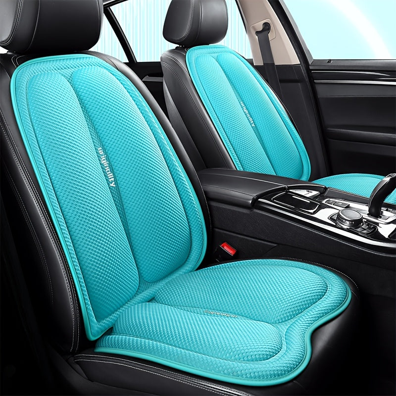 Car Accessories 2-Piece Set, Universal Square Car Seat Cushion + Backrest Pad for All-Season Use – Breathable & Cool in Autumn/Warming Winter Comfort Design. Easy to Install Multi-Layered Space Patterns, Perfect