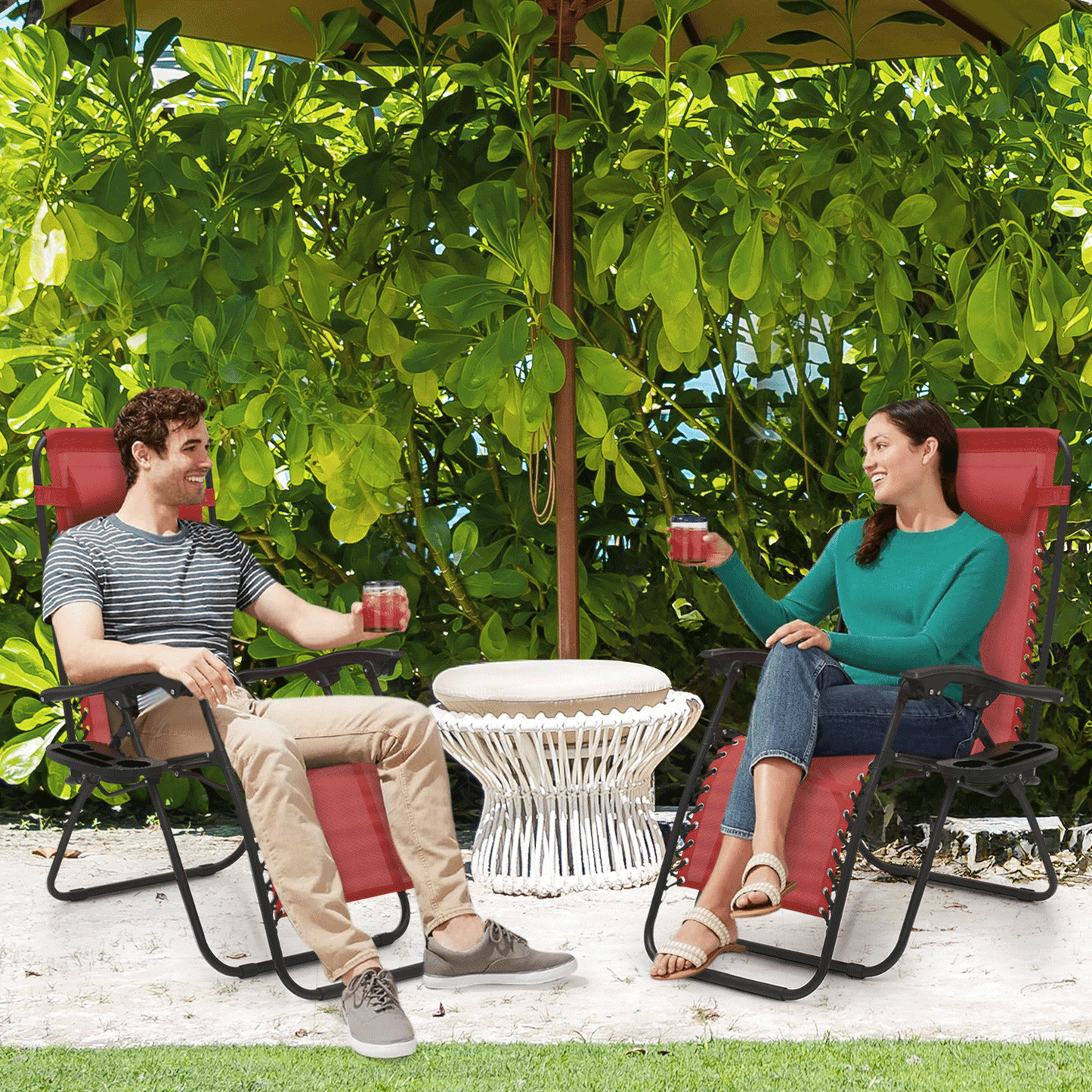 MoNiBloom Zero Gravity Chairs Set of 2 Outdoor Folding Patio Lounge Chairs