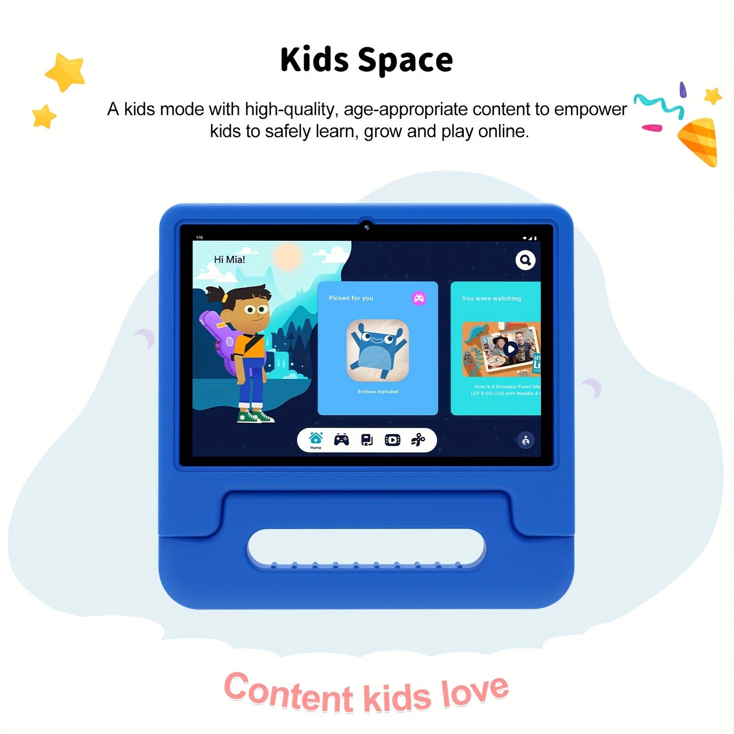 Android 13 Tablet, 10.1-inch Kids Tablet, 1280*800, 4GB(2GB+2GB Expandable) ROM, 32GB RAM, WiFi, 5000mAh, Dual Camera, Parental Controls, Preloaded Apps, Games, Learning Education Tablet with Case, Tablet PC, Eye-Protection,