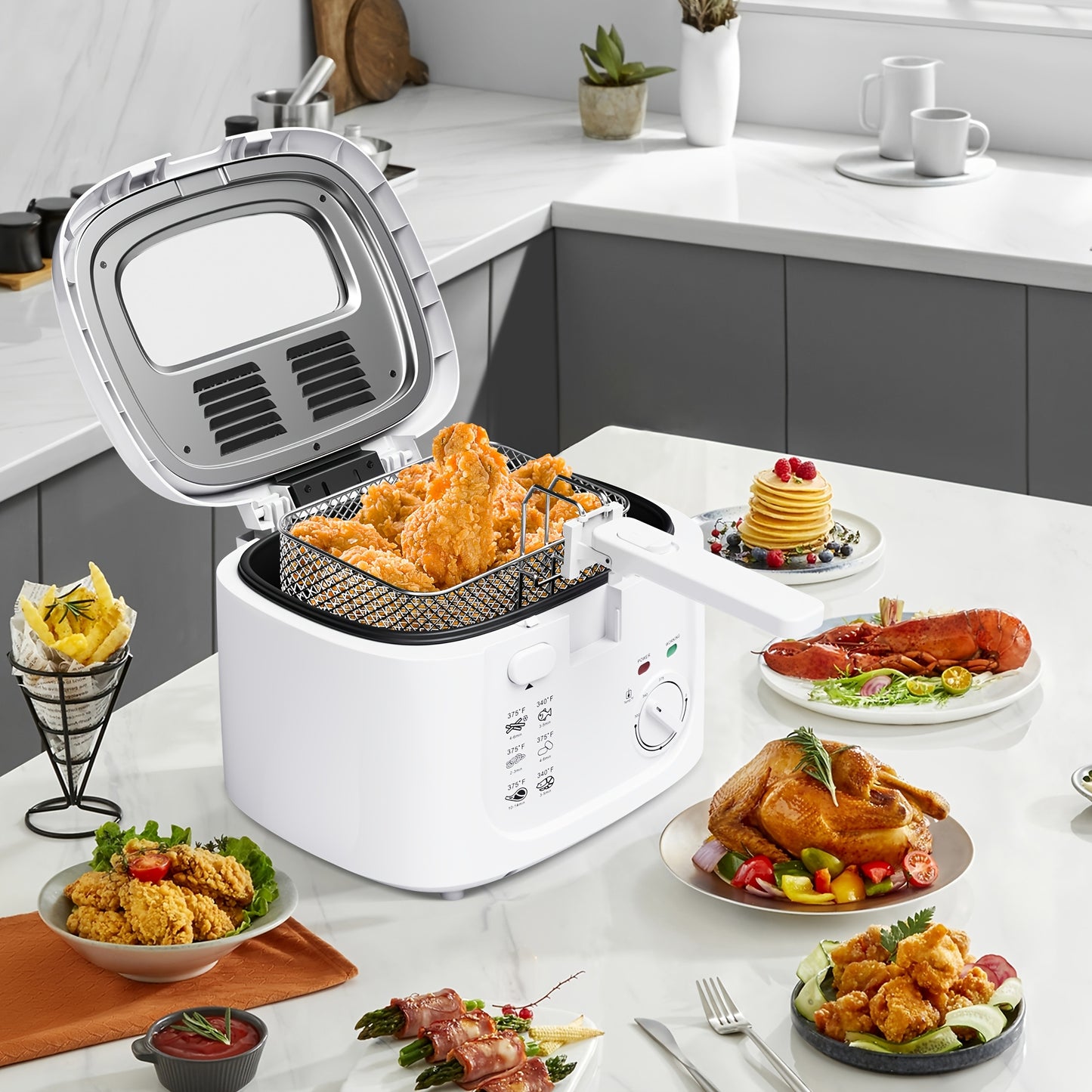 1500W Electric Deep Fryer With Adjustable Temp Control
