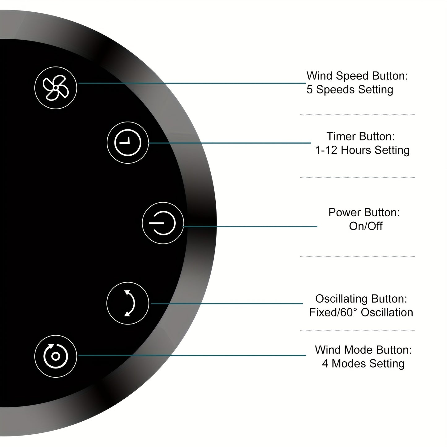 36 Inch Bladeless Oscillating Tower Fan with Remote Control, 5 Speeds 4 Modes, Ultra Quiet 28dB, 12H Timer, Portable Floor Fan for Home Bedroom Office