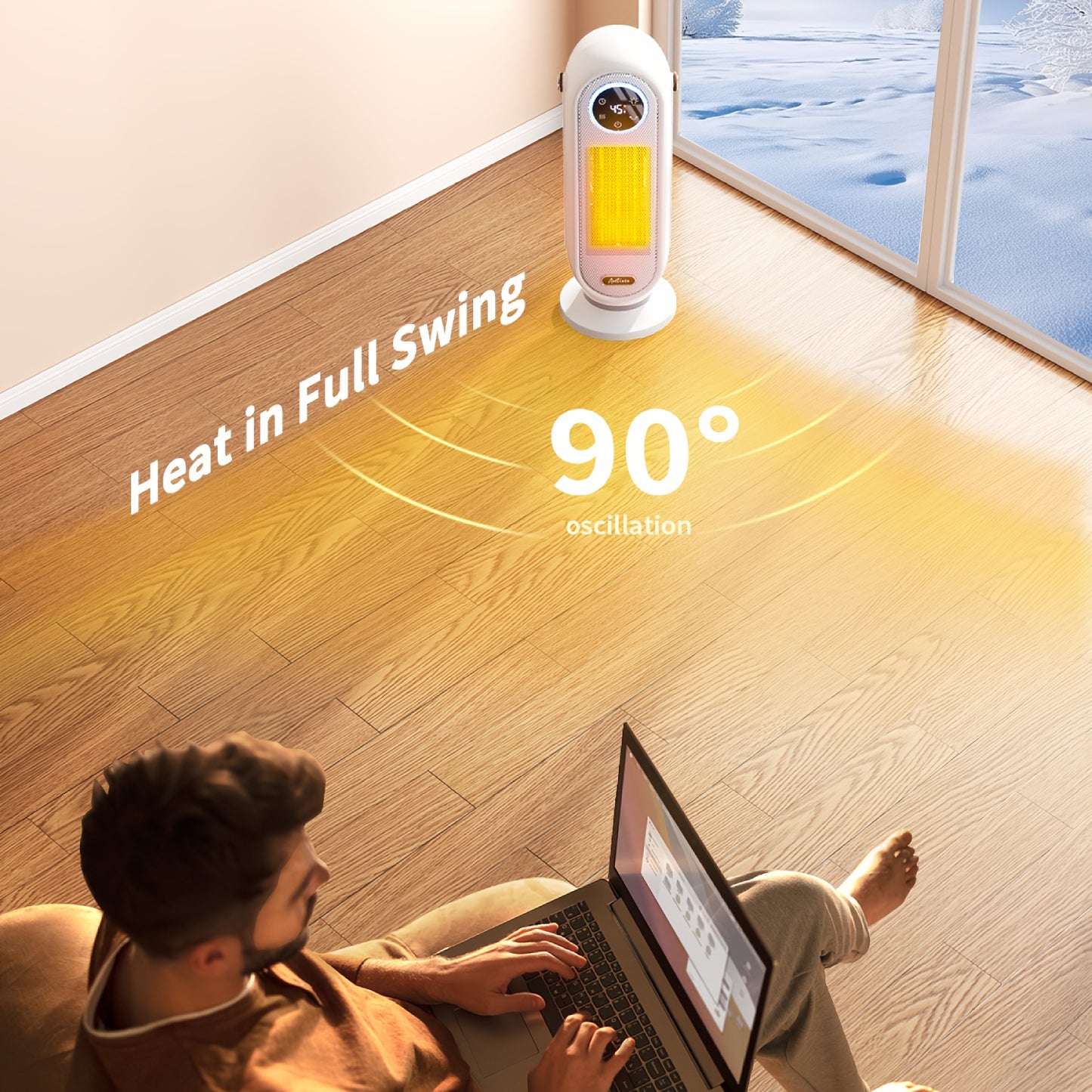 1500W Portable Space Heater with Remote Control Digital Display and Touch Button