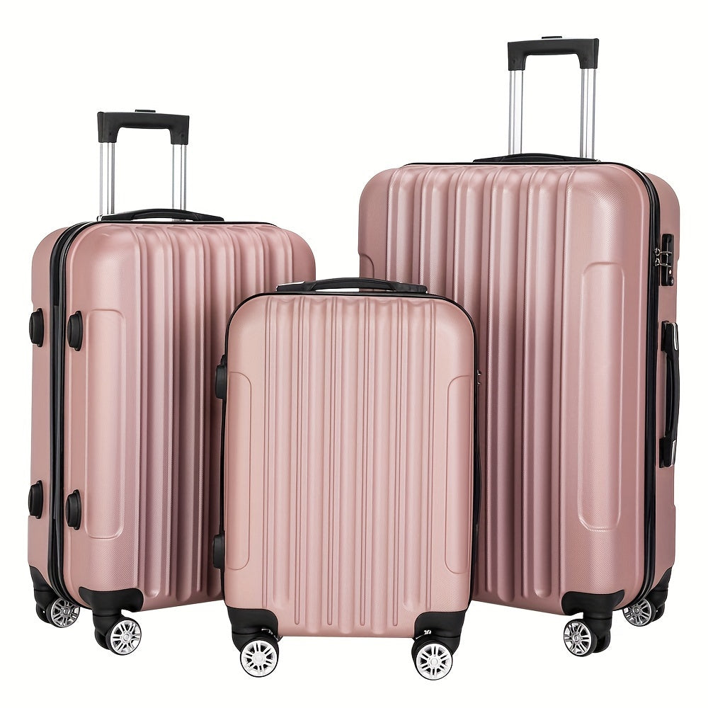 ABS Luggage 3 Hardshell Set With 20 24 28 Inch Aluminum Handle Spinner TSA Lock