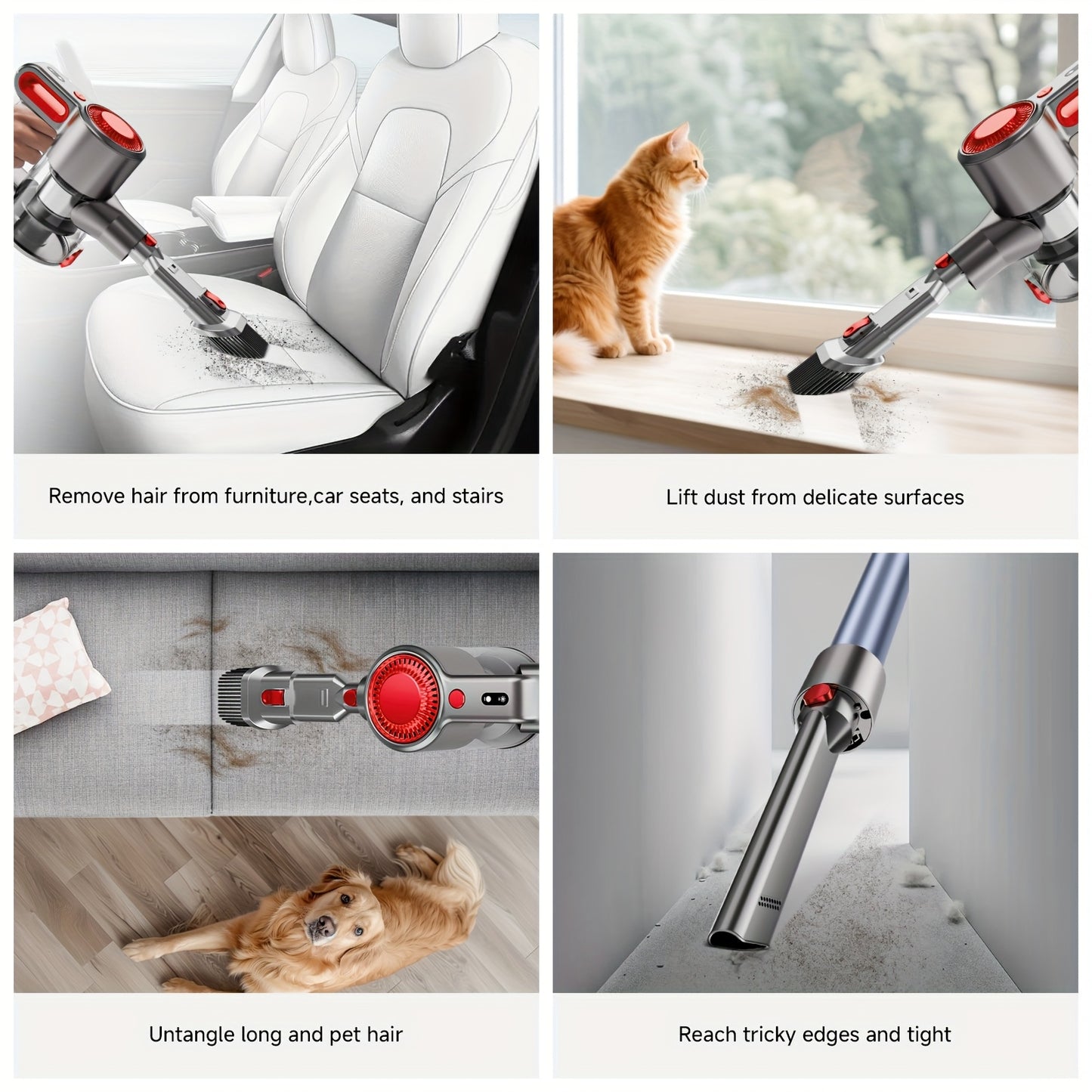 35-45 KPA Cordless Lightweight Vacuum Cleaner With Upgraded Green LED, Anti-tangle Brush, Removable Battery, Multiple Suction Levels, Up To 45 Minutes Of Battery Life, Women's Car Accessories, Vacuum Cleaner For Carpets, Pet