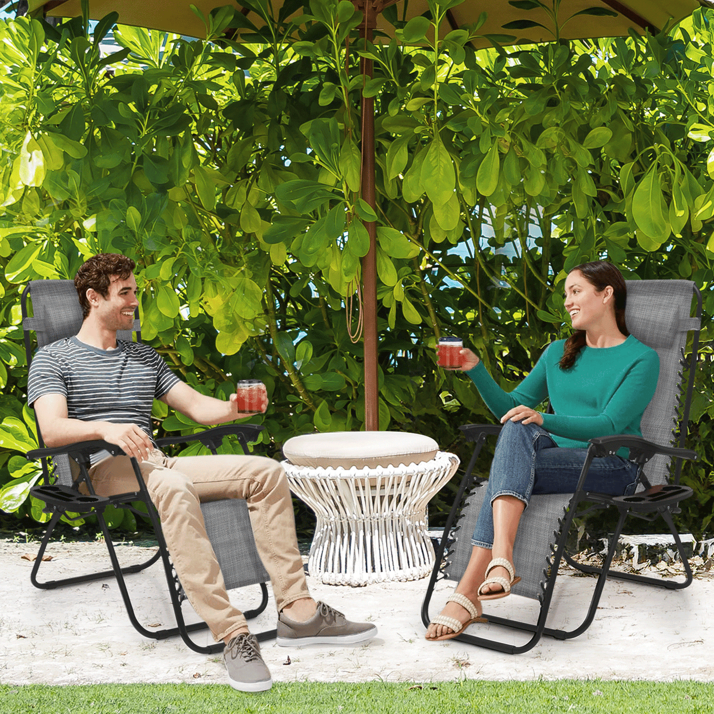 MoNiBloom Zero Gravity Chairs Set of 2 Outdoor Folding Patio Lounge Chairs