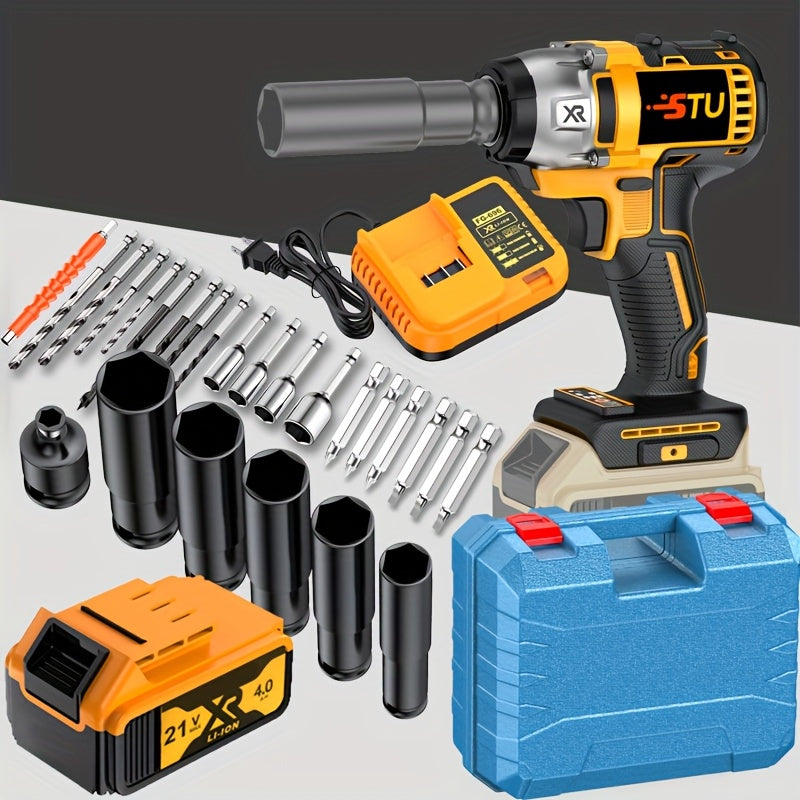 21V Electric Impact Wrench Heavy Duty Cordless Lithium Battery Tool Fast Charger