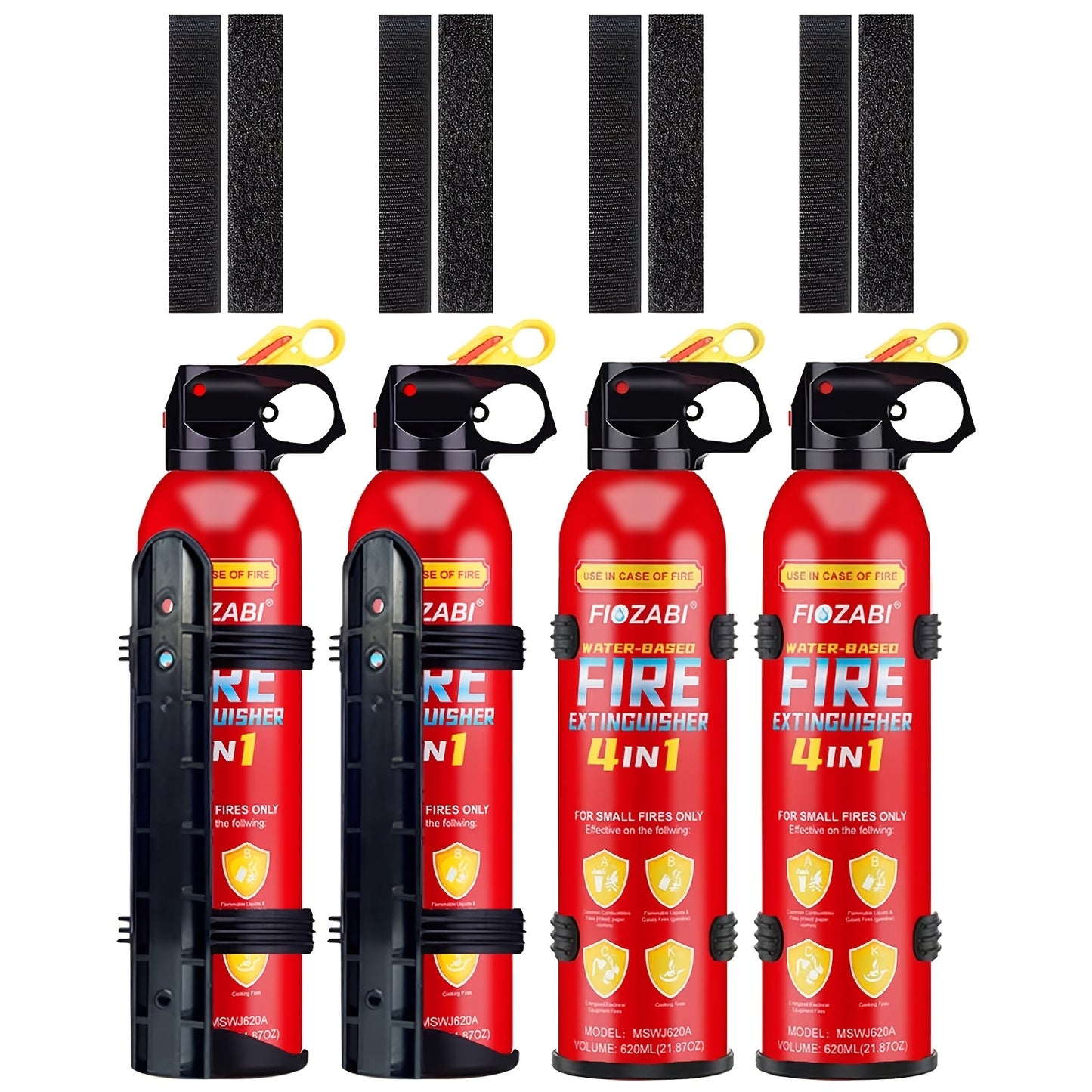 Portable Fire Extinguisher | 4-in-1 Small Fire Extinguisher For Home, Garage, Kitchen, Car | For Electric, Textile And Grease Fires | Non-Toxic, Easy Clean | Wall Mount Include