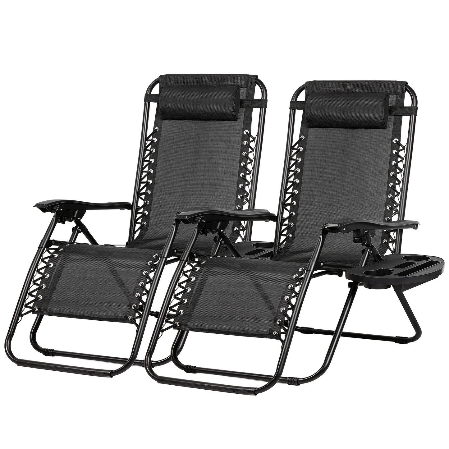 2 Pack Zero Gravity Patio Recliners With Head Support Alloy Steel Frame