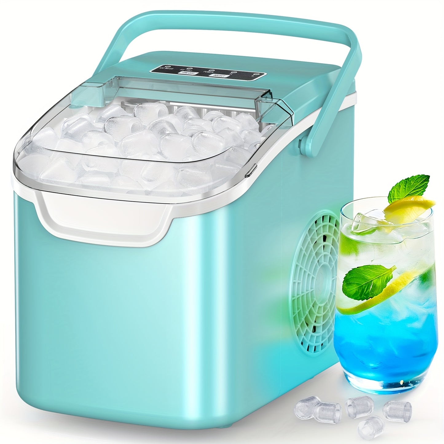 Portable Ice Maker 8 Cubes in 6 Minutes Two Sizes Black