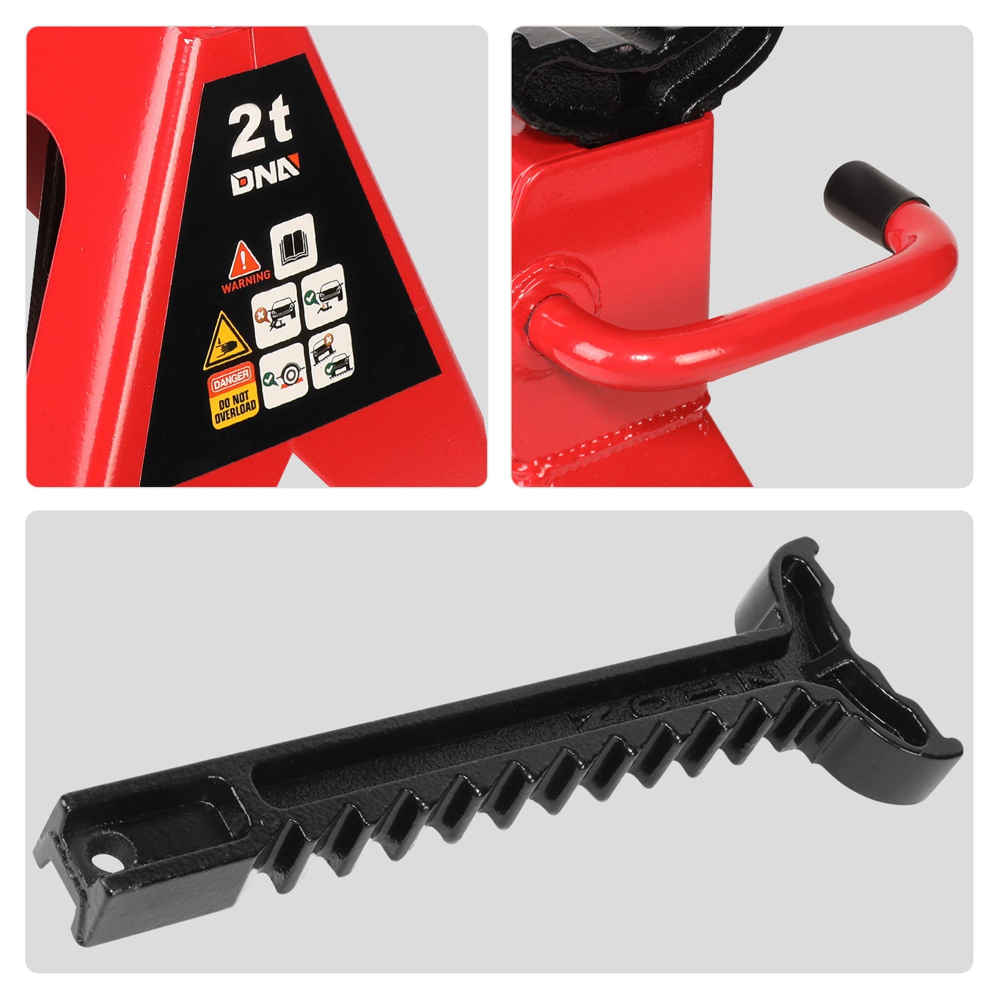 DNA Motoring Low Profile Hydraulic Floor Jack Trolley With 2 Ratchet Jack Stands