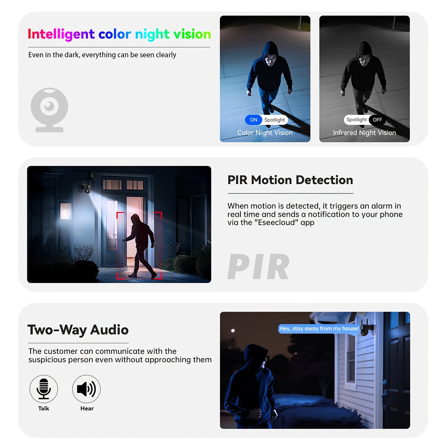 WESECUU 4G LTE Solar Security Camera No WiFi Needed 4MP Color Night Vision