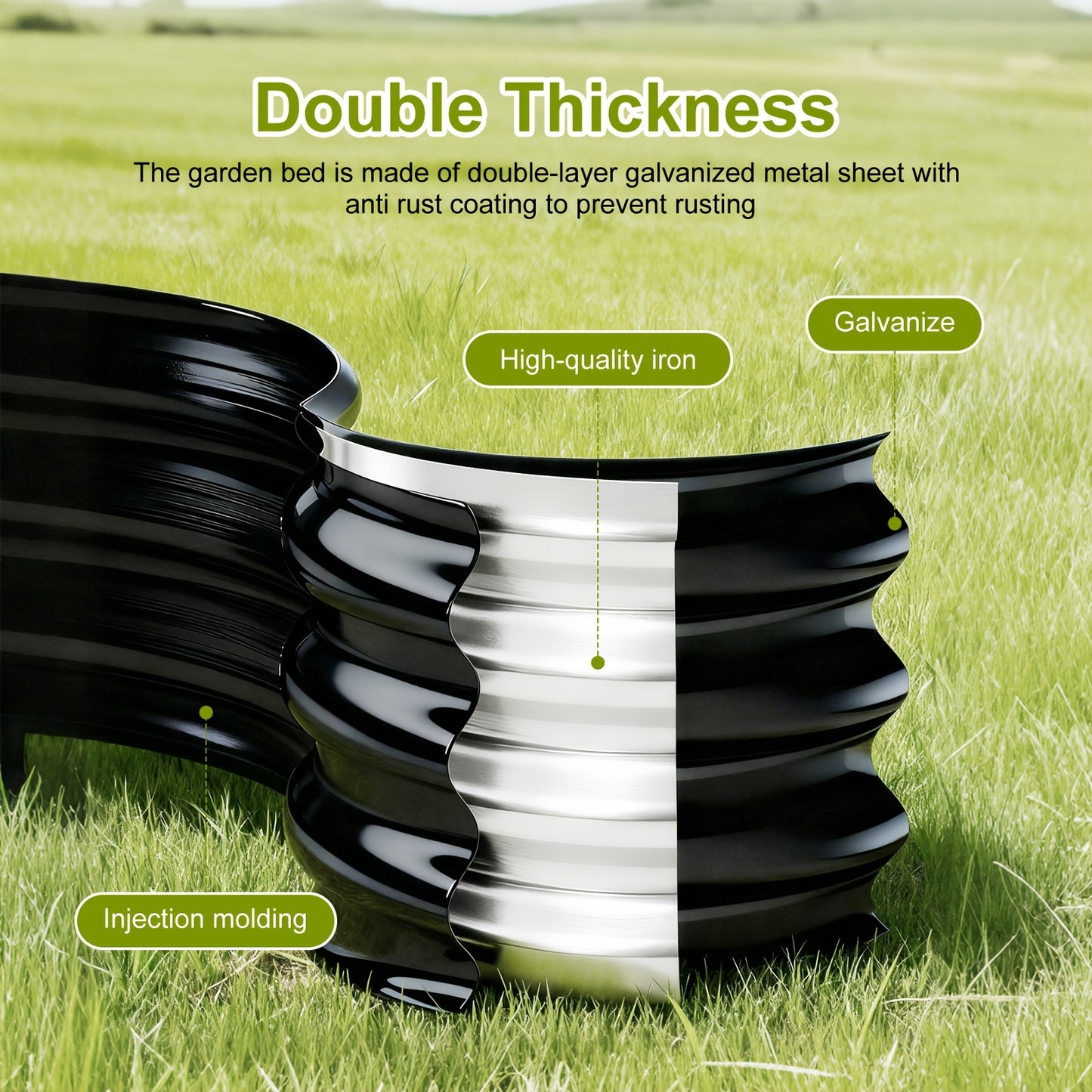 2 Sets Black Raised Garden Bed Powder Coated Metal Planter Box Rust Resistant