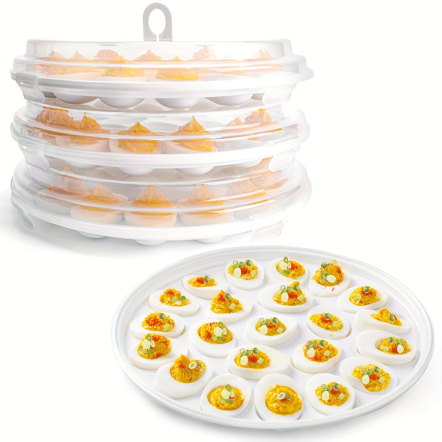 3pcs Deviled Egg Trays, Brown 11.8 Inch Plastic Egg Platters With Lid, Portable Egg Containers With 66 Slots/45Slots, Mother'S Day Gift, For Kitchen, Easter, Wedding, Valentine'S Day, Holiday Parties, Birthday Parties, Outdoo
