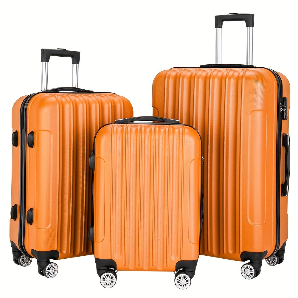 ABS Luggage 3 Hardshell Set With 20 24 28 Inch Aluminum Handle Spinner TSA Lock