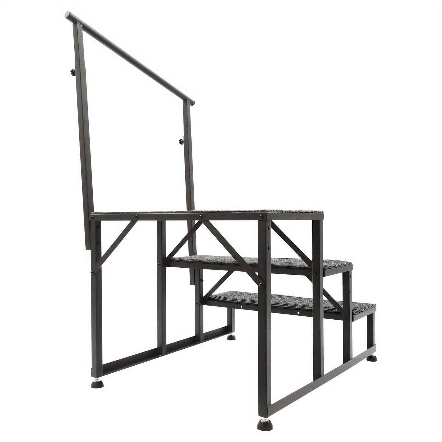 [Heavy Duty RV Ladder] Heavy Duty 3-Step RV Step Ladder with Non-Slip Steps & Handrail | 450lb Capacity, Steel Construction, Adjustable Foot Pads - Commercial/Residential Use for RV, Pool, Stage, Truck, Home - Elderly & Disab