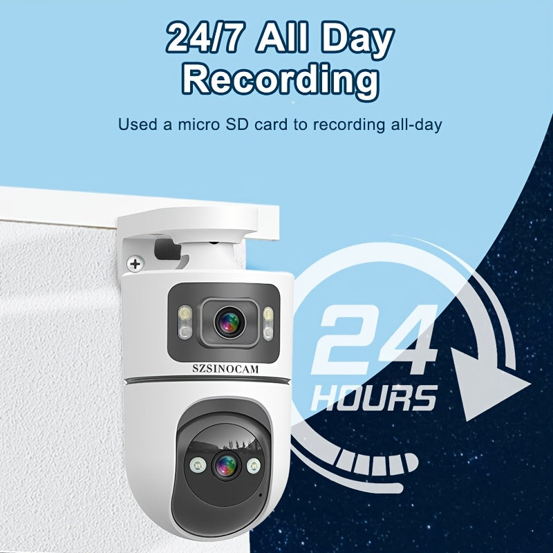 2K Dual Lens PTZ Outdoor Security Camera With 355 Rotation And Dual Band WiFi