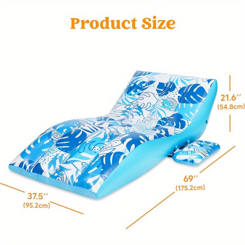 JOYFY Inflatable Pool Floats Adult-Extreme Comfort Pool Lounge Chair With Detachable Cup Holder, Heavy Duty Lounger Floating Chair Floaties Raft Water Floaty Blow Up Recliner Lake Tanning Float, Suitable For Summer Water Part