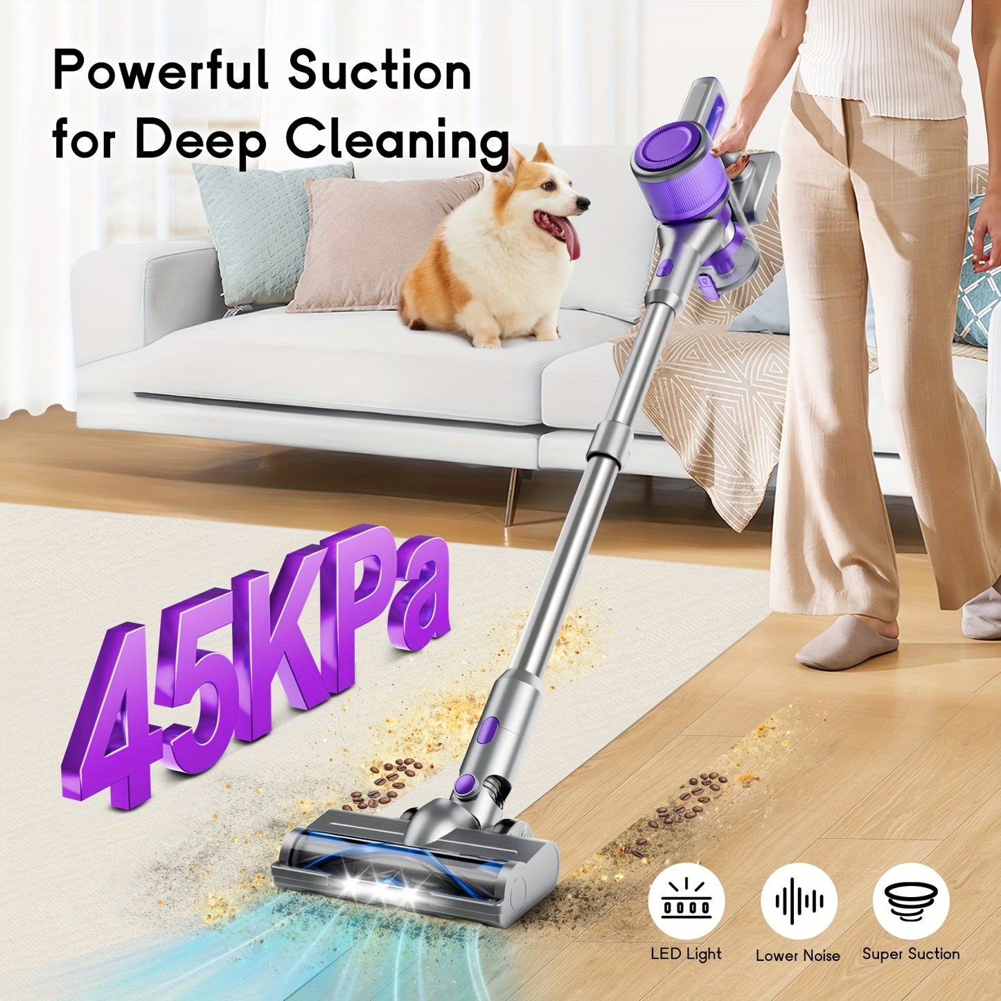 Cordless Vacuum Cleaner 35000 To 46000 Pa Lightweight