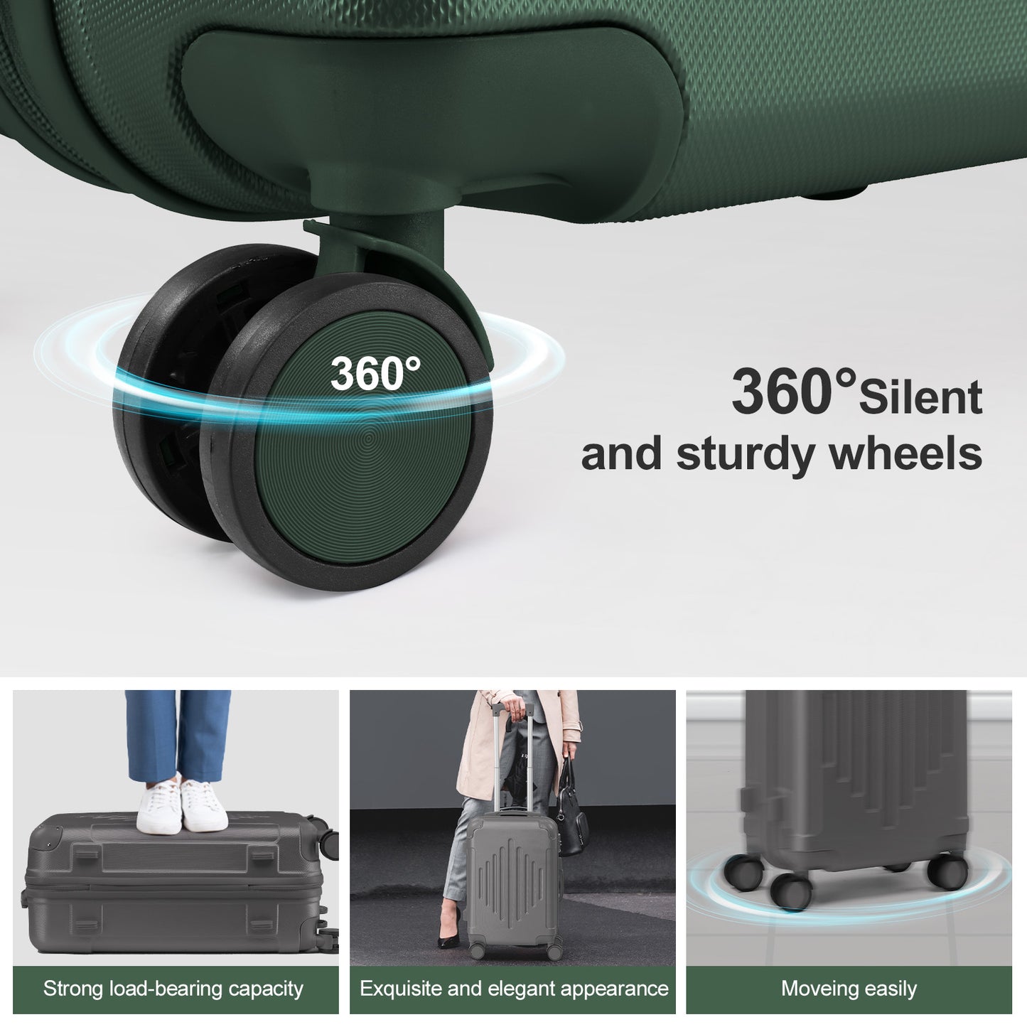 [20-28" ABS Luggage] Airline Approved Lightweight 20/24/28 Inch Carry-On Luggage | ABS Hardshell, TSA Lock & Silent Spinner Wheels